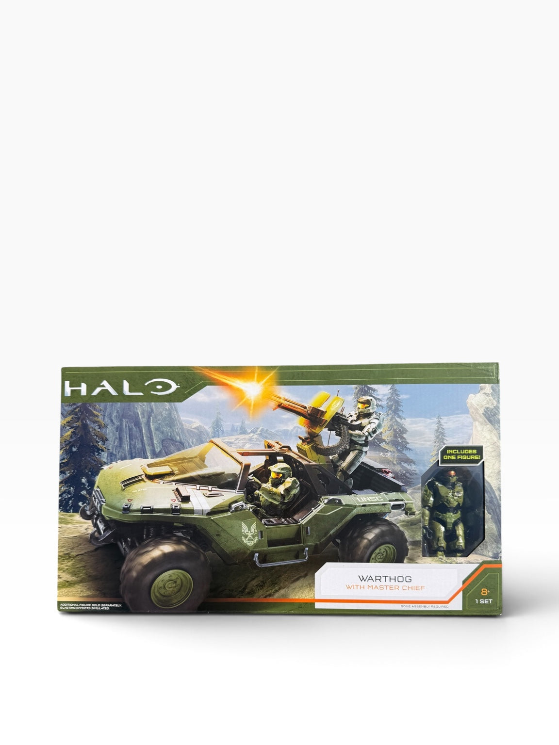 Halo Warthog with Master Chief toy set, front of box