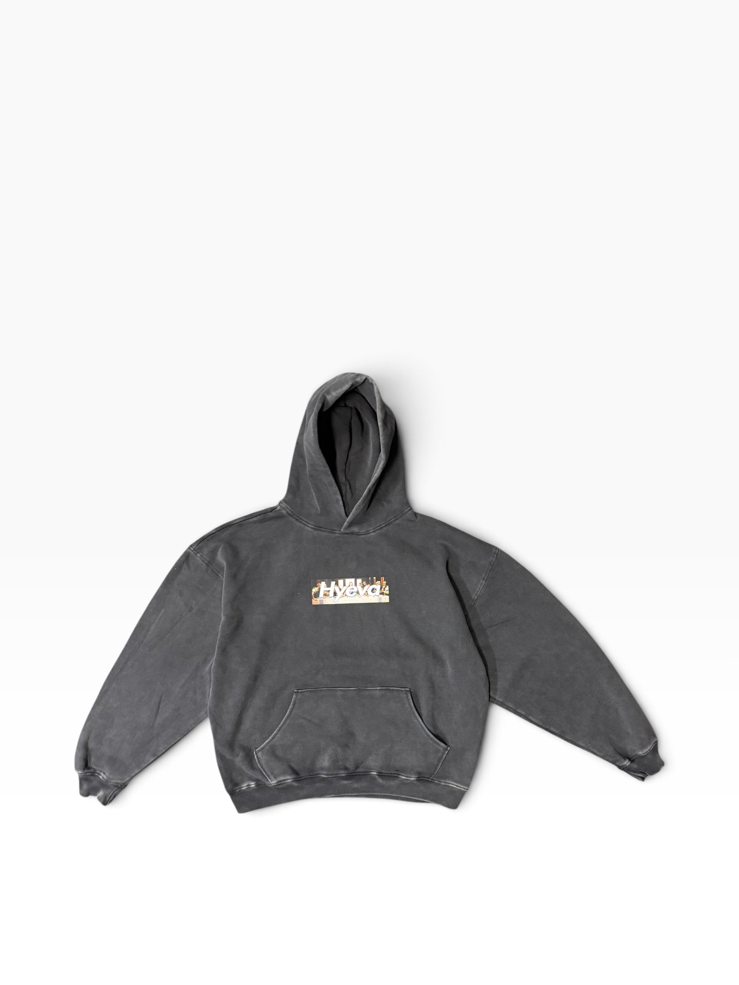 HYEVA Last Supper Box Logo Hoodie, detail view