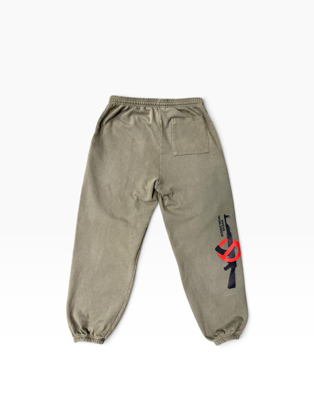HYEVA The Only Weapon Is Your Mind sweatpants, back view