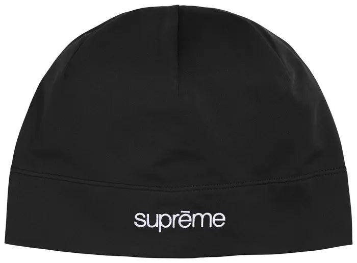Supreme Base Layer Beanie in black with white Supreme front logo