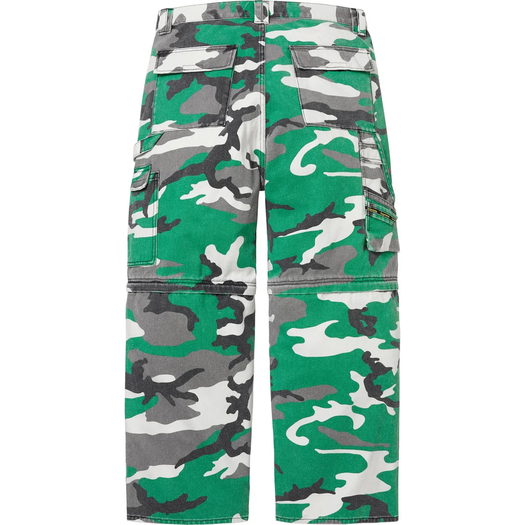 Supreme FW25 green urban camo zip-off utility pants, back view
