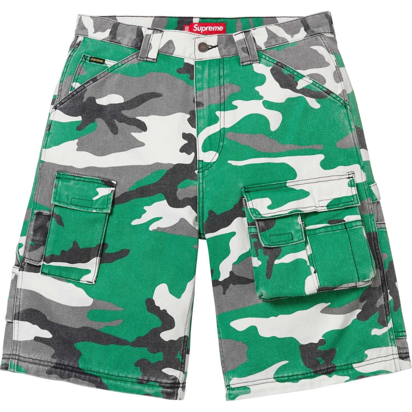 Supreme FW25 green urban camo utility pants converted to shorts